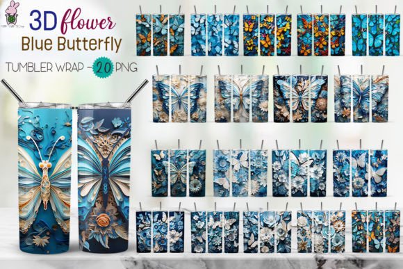 3D Butterfly Flowers Background Bundle