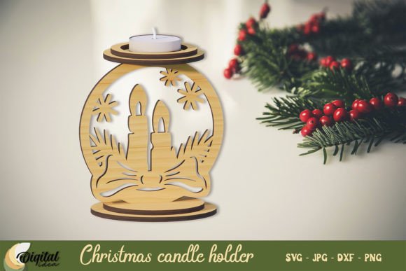 3D Christmas Candle Holder Design