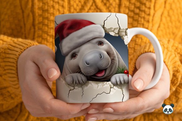 3D Christmas Manatee Mug Wrap: A Festive and Unique Way to Personalize Your Mugs