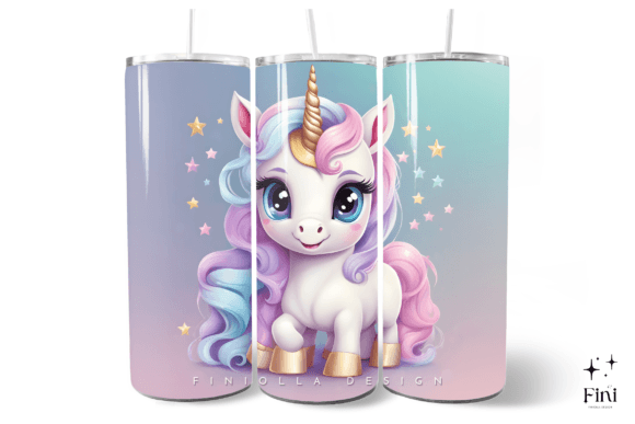 3D Cute Unicorn Tumbler Wrap Pastel 3