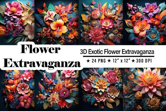 3D Exotic Flower Extravaganza