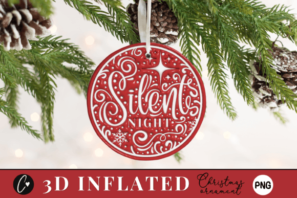 3D Inflated Silent Night Ornament PNG: A Creative Solution for Your Christmas Projects