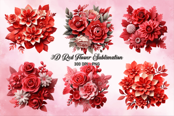 3D Red Flower Sublimation Bundle: A Versatile Digital Resource for Creative Projects