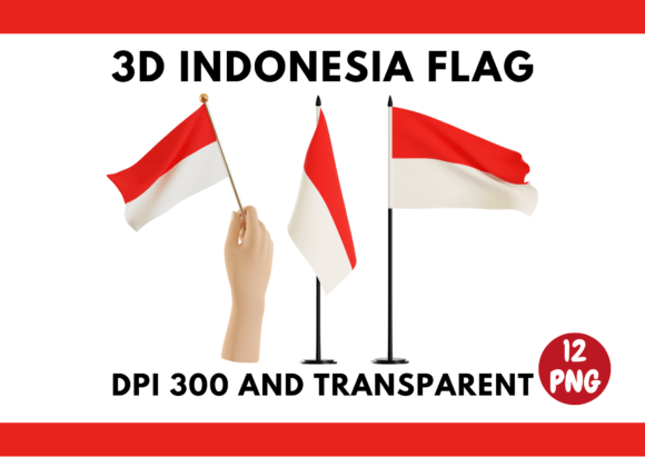 3D Render Indonesia Flag