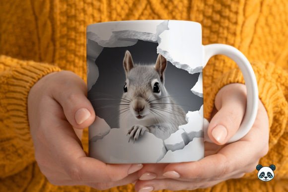 3D Squirrel Mug Wrap Sublimation