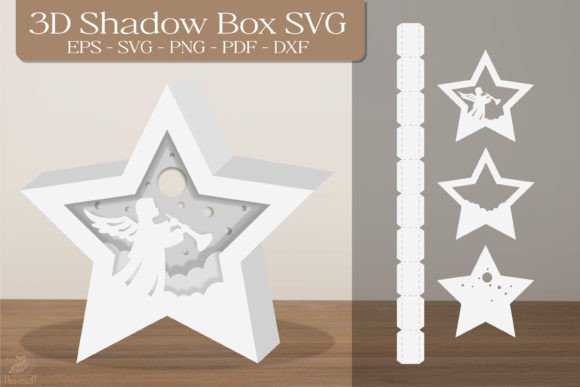 Angel Star Shape 3D Shadow Box SVG
