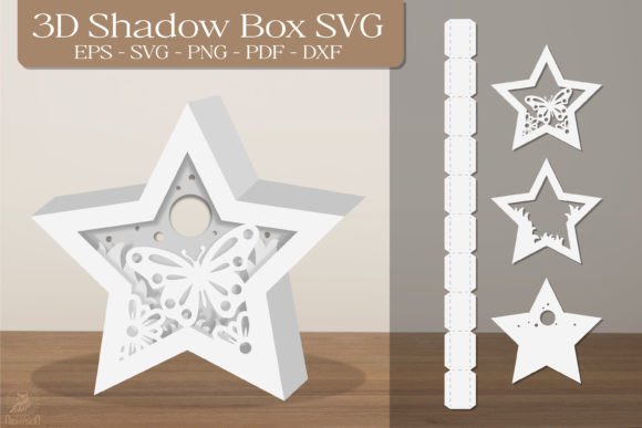 Butterfly Star 3D Shadow Box SVG