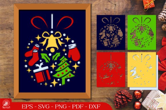 Christmas Ball Elements 3D Layered SVG for Creative and Practical Use