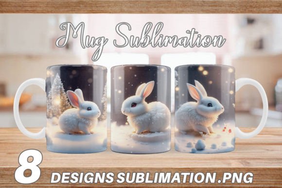 Mug Wrap 3D Rabbit Christmas Snow