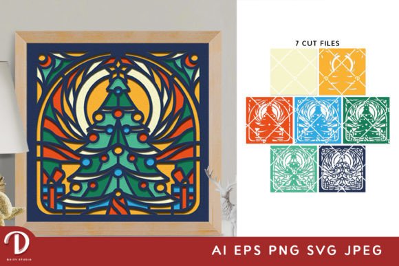 Stained Glass Christmas Tree 3D Papercut