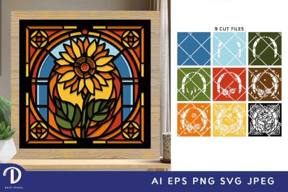 Stained Glass Sunflower 3D Shadow Box: A Masterpiece of Light and Art