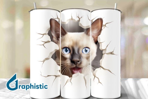 Tonkinese Cat 3D Smashed Wall 35: A Creative Resource for Digital Artists