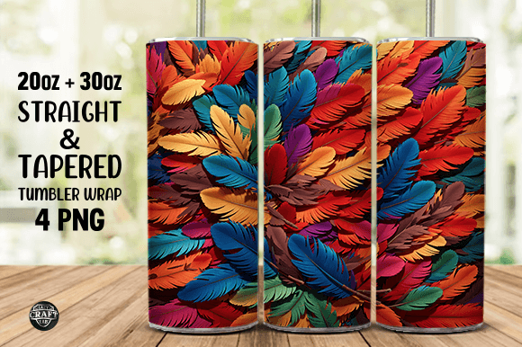 Tumbler Wraps 3D Colorful Feathers: A Vibrant Way to Personalize Your Drinkware
