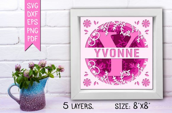 Yβ 3D Flower Split Monogram Shadow Box: A Creative Design for Your Ideas
